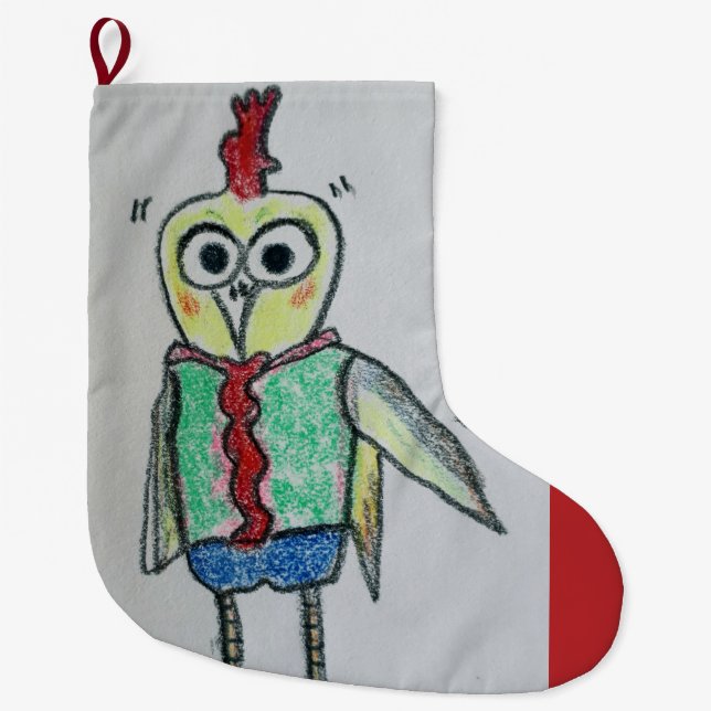 Grande Chaussette De Noël Poulet Noël Stocker (Devant)