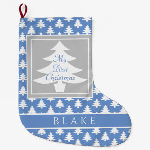 Grande Chaussette De Noël Premier bébé de Noël Garçon Pastel Bleu Person