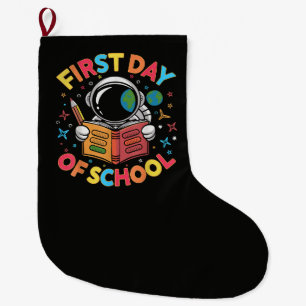 Grande Chaussette De Noël Premier jour d'école Astronaute Espace Retour à l'