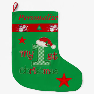 Grande Chaussette De Noël Premier Noël du bébé - nom customisé -