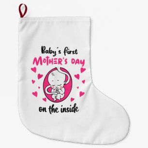 Grande Chaussette De Noël Première fête des mères du bébé à l'intérieur