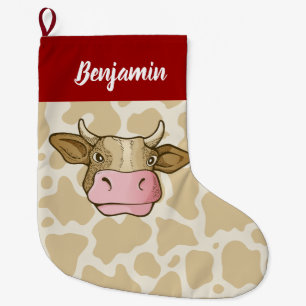 Grande Chaussette De Noël Prise de Noël de la tête de vache