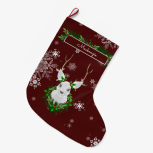 Grande Chaussette De Noël Prise de rennes rouges