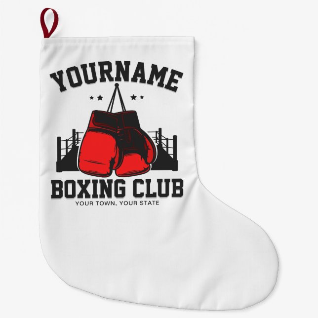 Grande Chaussette De Noël Pro Boxer AJOUTER NOM Gants rouges Boxer Ring Trai (Devant)