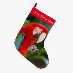 Grande Chaussette De Noël Profil d'un joli Macaw à ailes vertes