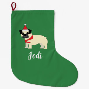 Grande Chaussette De Noël Pug de Noël