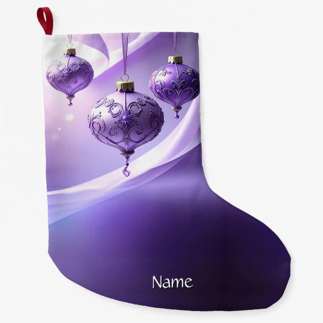 Grande Chaussette De Noël Purple Decorative Christmas Ball Holiday Stocking (Devant)