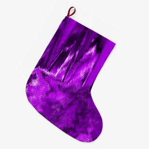 Grande Chaussette De Noël Purple Glitch fondu