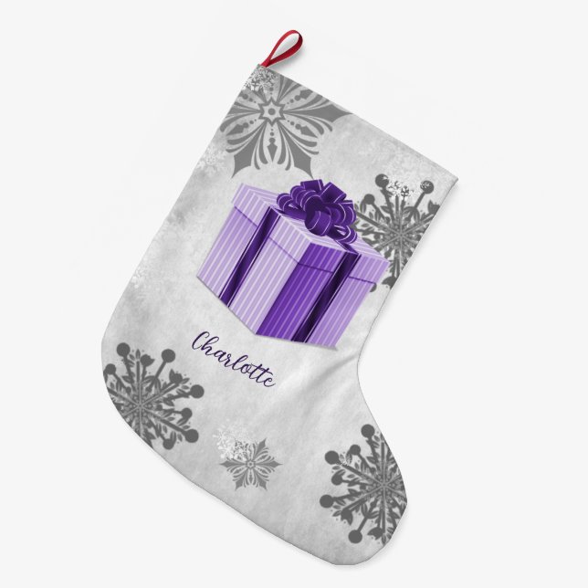 Grande Chaussette De Noël Purple Noël Cadeau Vacances Stocker (Devant (Accrochage))