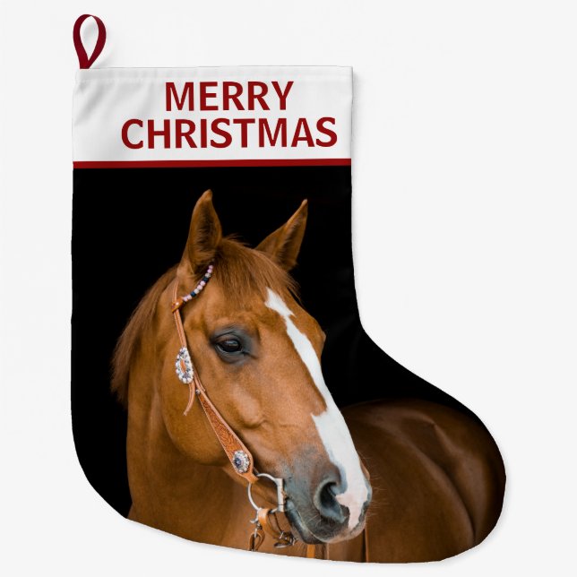 Grande Chaussette De Noël Quarterhorse Joyeux Noël Stocker (Devant)