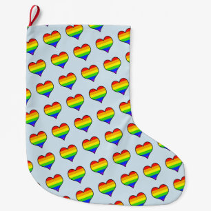 Grande Chaussette De Noël Rainbow Heart Motif
