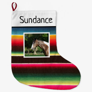 Grande Chaussette De Noël Rainbow Serape Cheval personnalisé 1 photo