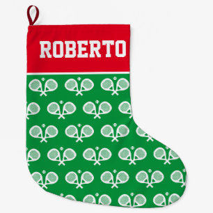 Grande Chaussette De Noël Raquette de Noël Padel avec nom personnalisé