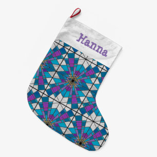 Grande Chaussette De Noël Rayon en verre de teint bleu et violet