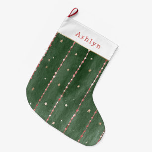 Grande Chaussette De Noël Rayures rouges blanches vertes Noël
