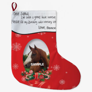 Grande Chaussette De Noël Red AJOUTER VOTRE CHEVAL Photo et nom Cher Père No