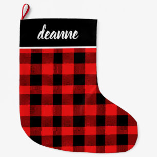 Grande Chaussette De Noël Red Buffalo Plaid Baby's First Christmas