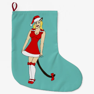 Grande Chaussette De Noël Red Christmas catgirl
