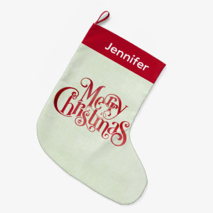 Grande Chaussette De Noël Red Joyeux Noël Typographie Festive Police