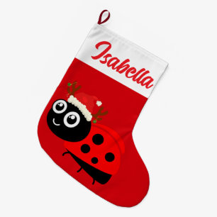 Grande Chaussette De Noël Red Merry Noël cerf ladybug Santa hat Noël Noël