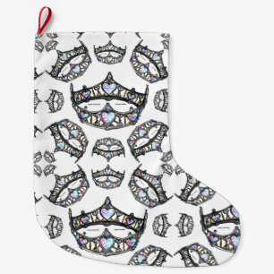 Grande Chaussette De Noël Reine des Coeurs Couronnes d'argent Tiaras bas bla