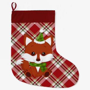Grande Chaussette De Noël Renard de Noël rouge plaqué Stocker