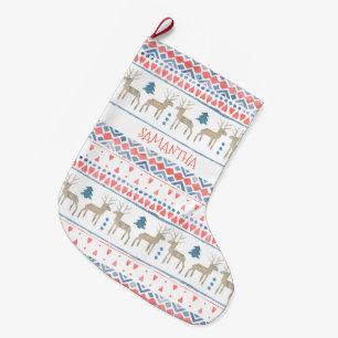 Grande Chaussette De Noël Renne nordique personnalisé Fairisle scandinave