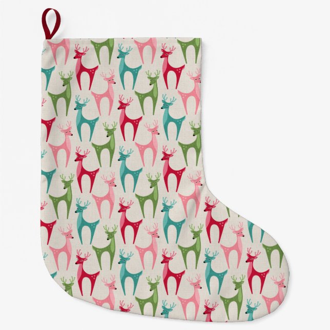 Grande Chaussette De Noël Renne Rétro ©studioxtine (Devant)