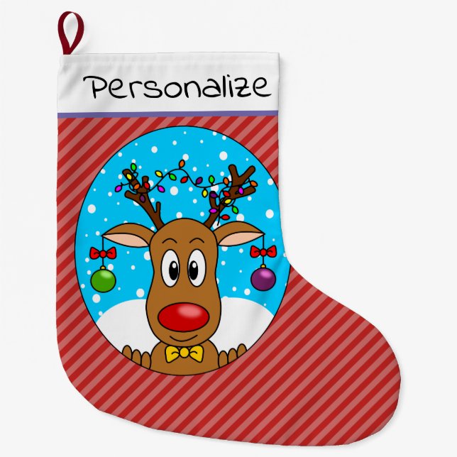 Grande Chaussette De Noël Rennes de Noël (Devant)