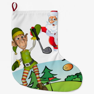 Grande Chaussette De Noël Réservation de Noël, golf des elfes de Noël