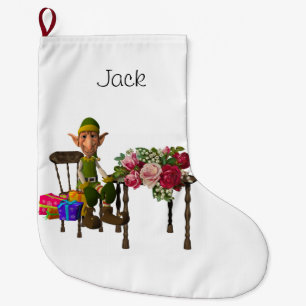 Grande Chaussette De Noël Réservoir de Noël, Elfe de Noël