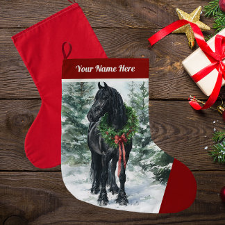 Grande Chaussette De Noël Réservoir de Noël friésien pour les amateurs de ch
