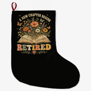 Grande Chaussette De Noël Retraité Un Nouveau Chapitre Commence Livre Floral