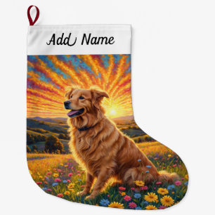 Grande Chaussette De Noël Rétreiver doré Chien