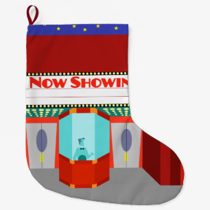 Grande Chaussette De Noël Rétro bas de Noël de salle de cinéma