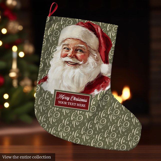 Grande Chaussette De Noël Rétro Noël Stocker avec Père Noël à l'ancienne mod (Retro Christmas Stocking with Old Fashioned Santa)