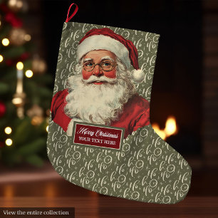Grande Chaussette De Noël Retro Santa Claus Stocker des vacances à l'ancienn
