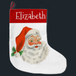 Grande Chaussette De Noël Rétro Vintage Jolly Santa Claus de Christmas<br><div class="desc">Récipiendaire de Noël avec une photo rétro festive. Le vieux Père Noël Jolly avec ses joues rousses et son sourire chaleureux et amical. Un peu de nostalgie de l'ancienne école pour les vieux temps,  cette image rappelle les souvenirs des célébrations du passé de Noël.</div>