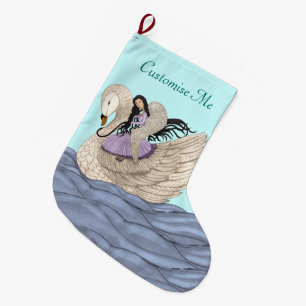 Grande Chaussette De Noël Rêves doux (l'ange et le cygne) (polychromes)