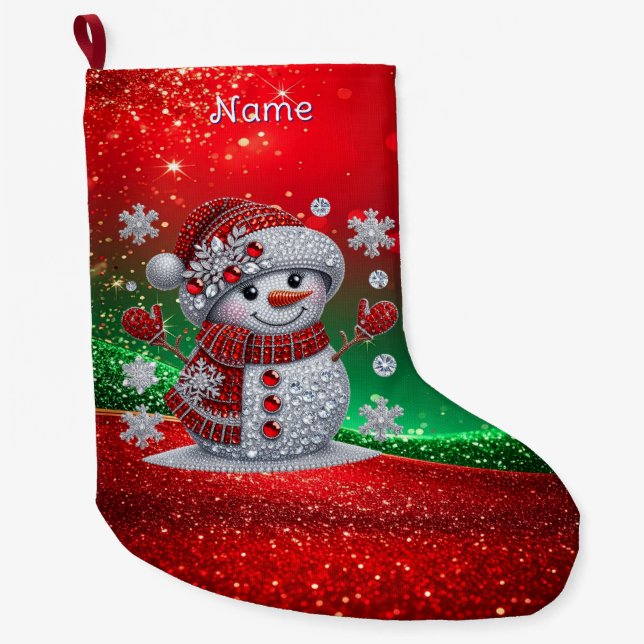Grande Chaussette De Noël Rhinestones Snowman Holiday Stocking (Devant)