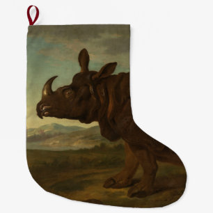 Grande Chaussette De Noël Rhinoceros (Rhino) (animal sauvage) (par J.B. Oudr
