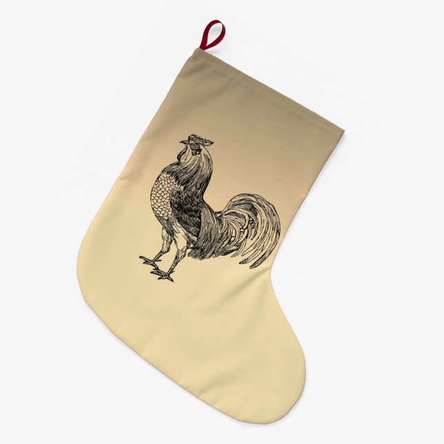 Grande Chaussette De Noël Rooster rustique (Devant (Accrochage))