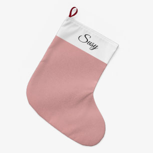 Grande Chaussette De Noël Rose Doré
