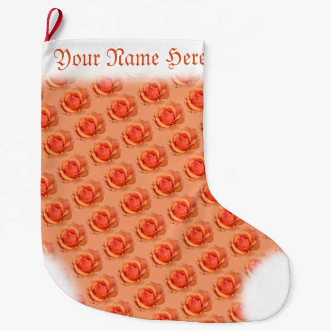 Grande Chaussette De Noël Rose orange Stocking Noël Customisé Stocking (Devant)