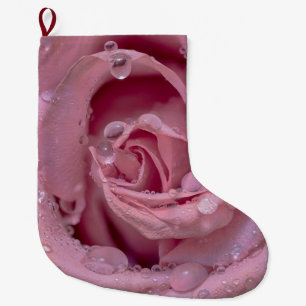 Grande Chaussette De Noël Rose rose avec gouttes