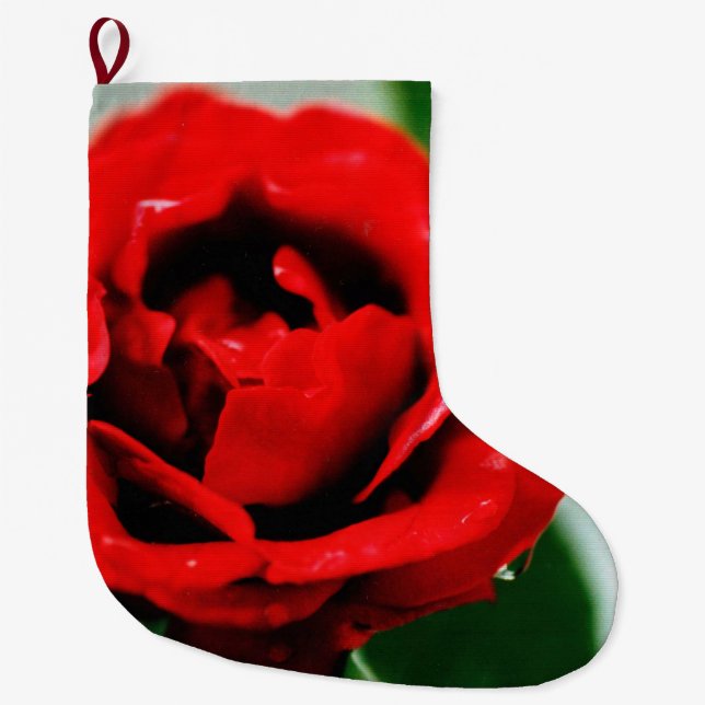 Grande Chaussette De Noël Rose rouge avec gouttes de ragoût (Devant)