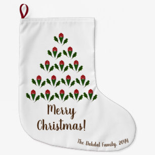 Grande Chaussette De Noël Roses rouges vibrantes, Arbre de Noël Holly & Souh