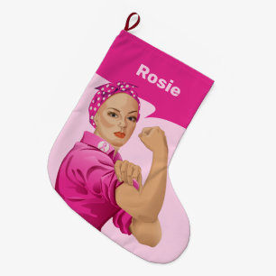 Grande Chaussette De Noël Rosie, Riveter Sensibilisation au cancer du sein