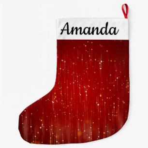 Grande Chaussette De Noël Rouge avec étincelles d'or