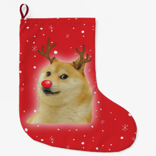 Grande Chaussette De Noël Rouge de carte de Meme de Noël de chien de